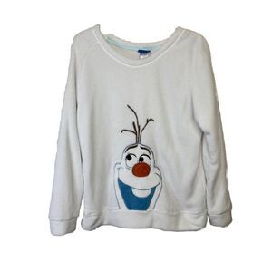 Disney Frozen‎ Women’s Size L Olaf White Fleece Sweatshirt Long